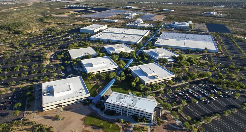 Aerial photo of UA Tech Park buildings