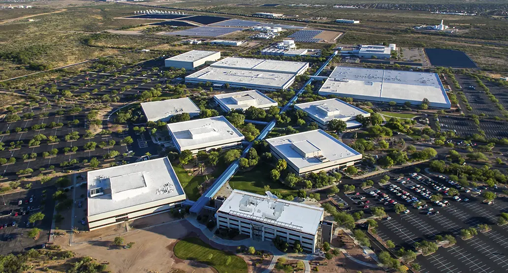 Aerial photo of UA Tech Park buildings