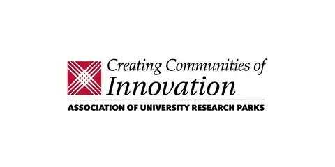 Association of University Research Park (AURP) logo with red interconnected lines, symbolizing global collaboration and innovation