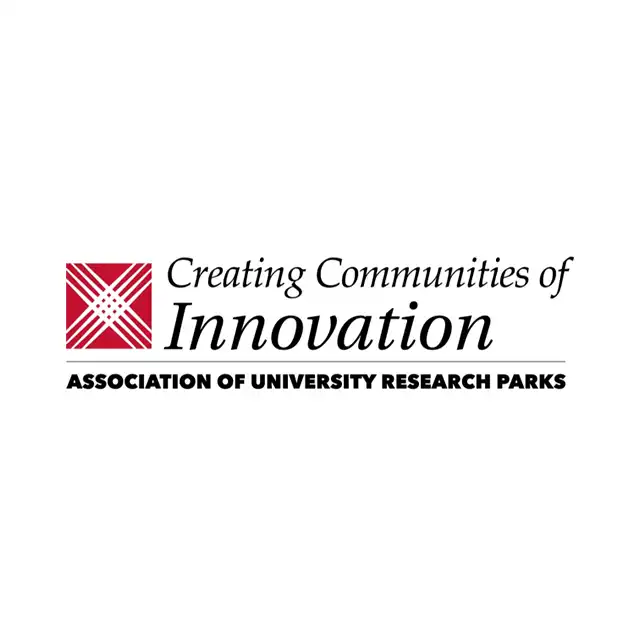 Association of University Research Park (AURP) logo with red interconnected lines, symbolizing global collaboration and innovation