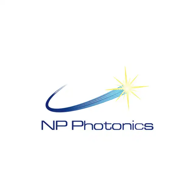 Logo of NP Photonics, an optics company spurred from the University of Arizona technology, features lasers converging into a starburst pattern