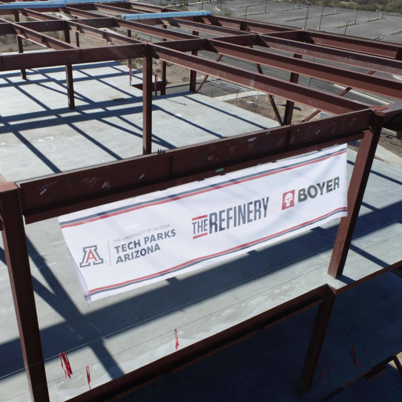 Construction site with banner