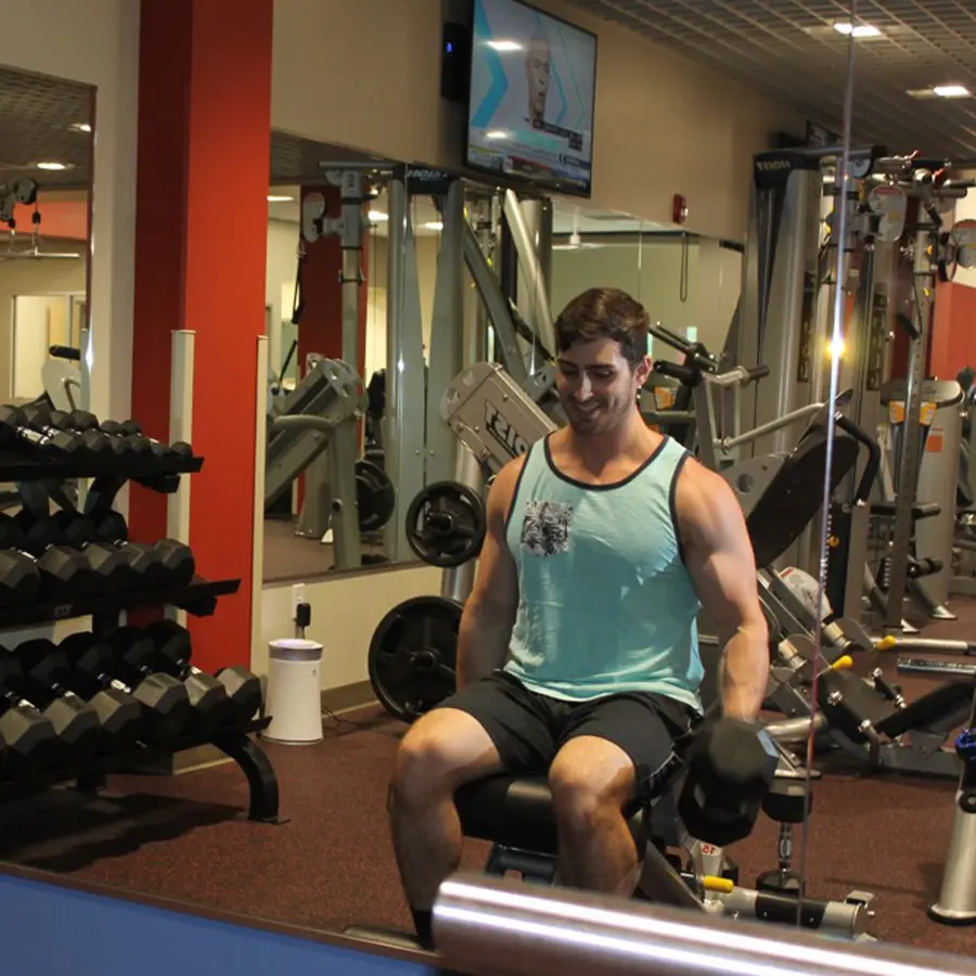 Man working out in a mirror.