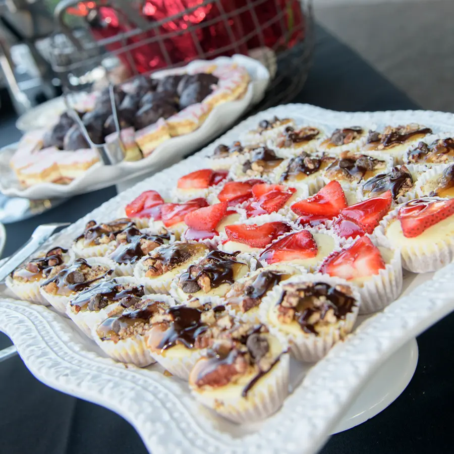 Close shot of pastry's on serving platter.